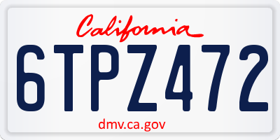 CA license plate 6TPZ472