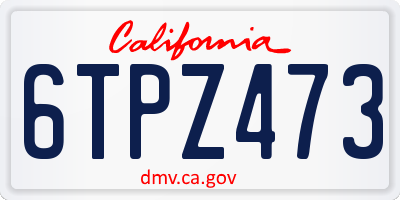 CA license plate 6TPZ473