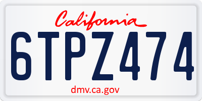 CA license plate 6TPZ474