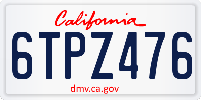 CA license plate 6TPZ476