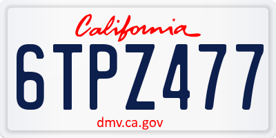 CA license plate 6TPZ477