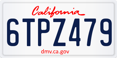 CA license plate 6TPZ479