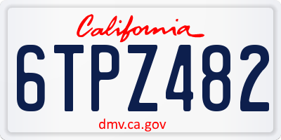 CA license plate 6TPZ482