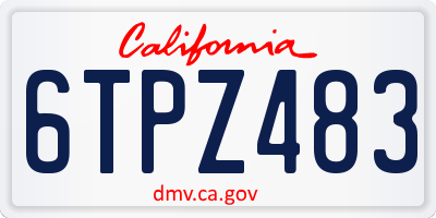 CA license plate 6TPZ483