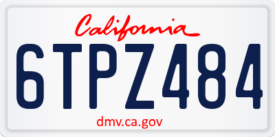 CA license plate 6TPZ484