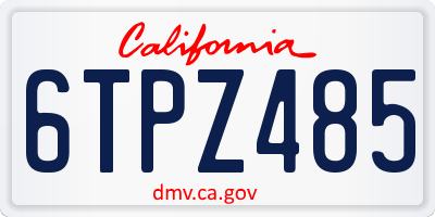 CA license plate 6TPZ485