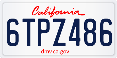 CA license plate 6TPZ486