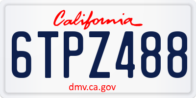 CA license plate 6TPZ488