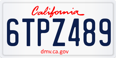 CA license plate 6TPZ489