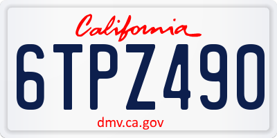 CA license plate 6TPZ490