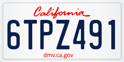 CA license plate 6TPZ491