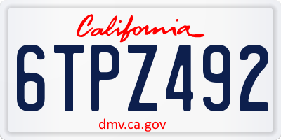 CA license plate 6TPZ492