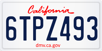 CA license plate 6TPZ493