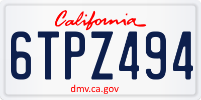 CA license plate 6TPZ494