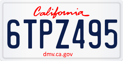 CA license plate 6TPZ495