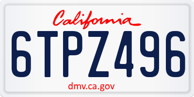 CA license plate 6TPZ496