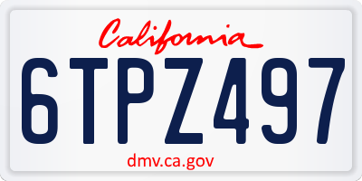 CA license plate 6TPZ497