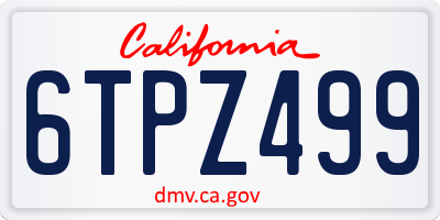 CA license plate 6TPZ499