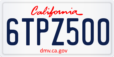 CA license plate 6TPZ500