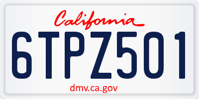 CA license plate 6TPZ501