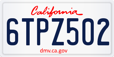 CA license plate 6TPZ502