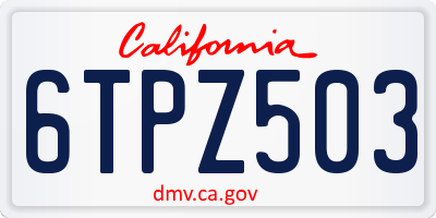 CA license plate 6TPZ503