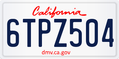 CA license plate 6TPZ504