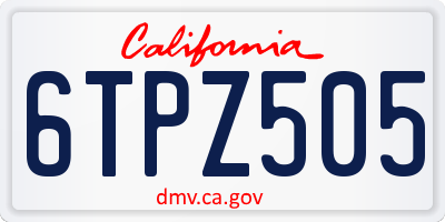 CA license plate 6TPZ505