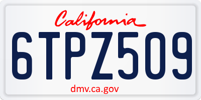CA license plate 6TPZ509