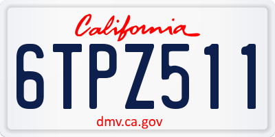 CA license plate 6TPZ511
