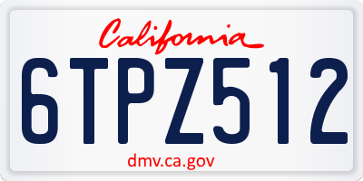 CA license plate 6TPZ512