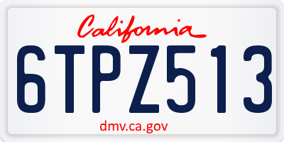 CA license plate 6TPZ513