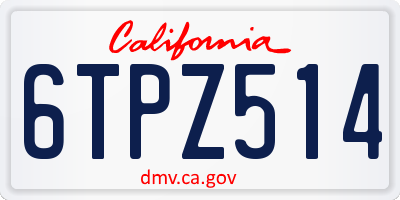 CA license plate 6TPZ514