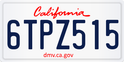 CA license plate 6TPZ515