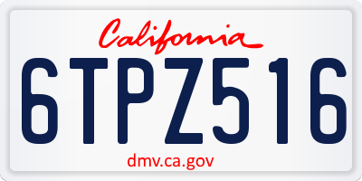 CA license plate 6TPZ516