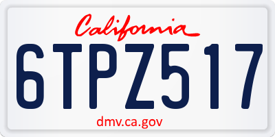 CA license plate 6TPZ517