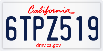 CA license plate 6TPZ519