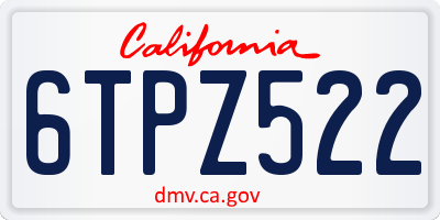CA license plate 6TPZ522