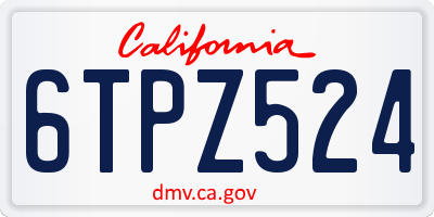 CA license plate 6TPZ524