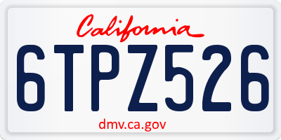 CA license plate 6TPZ526