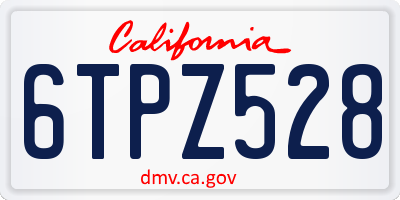 CA license plate 6TPZ528