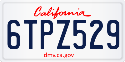 CA license plate 6TPZ529