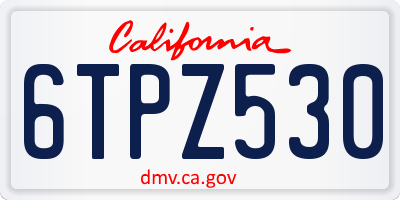 CA license plate 6TPZ530