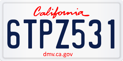 CA license plate 6TPZ531