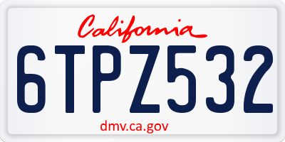CA license plate 6TPZ532