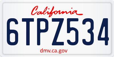 CA license plate 6TPZ534