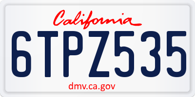 CA license plate 6TPZ535