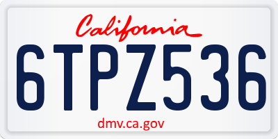 CA license plate 6TPZ536