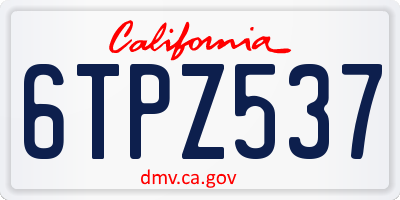 CA license plate 6TPZ537