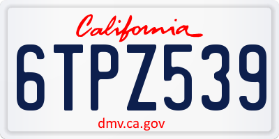 CA license plate 6TPZ539